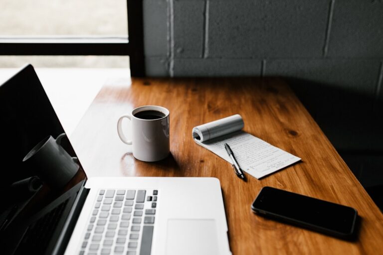Work life balance person laptop coffee relaxed home